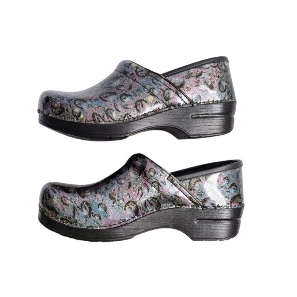 Dansko Pixie Girl Grunge Rain Drop Print Platform Rubber Clogs